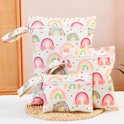 Elinfant 3PCS Portable Waterproof Wet Dry Bag For Swimsuits Diaper Bags For Cloth DiapersWashable Reusable Storage Bag