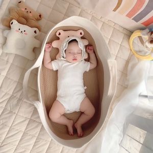 Baby Carrying Basket Portable Baby Sleeping Basket Cotton Rope Woven INS Style Baby Cribs  Newborn Bed Travel Photo Baby Cradle棉绳编织婴儿睡篮