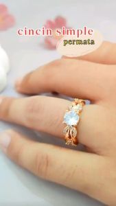A170 - Cincin Xuping Cincin Dewasa Daun Permata Zircon Perhiasan Lapis Emas Imitasi 18k - Cute