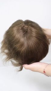 Bond Brown Toupee For Men Human Hair Fine Mono PU Npu Hairpiece Breathable Capillary Prosthesis Hair Unit Replacement System