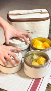 Stackable Thermal Stainless Steel Insulated Lunch Box *1/*2 Microwave Heated Student Portable Bowl