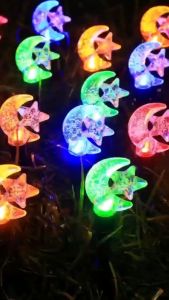 Lampu raya solar 6.5m 10LED Cahaya Bintang Bulan Fairy kalis air dengan panel solar Besar Fairy light Hidup/Matikan Automatik Lampu Hari Raya