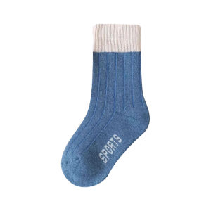 Thickened Fleece Winter Socks for Boys Childrens Mid-Calf Boot Socks Absorb Sweat No-Cuff Cartoon Style Knitted Cotton Socks