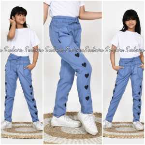 JEANS BORDIR LOVE ANAK USIA 5-12 TAHUN\nJOGGER JEANS ANAK TERBARU USIA 5-12 TAHUN