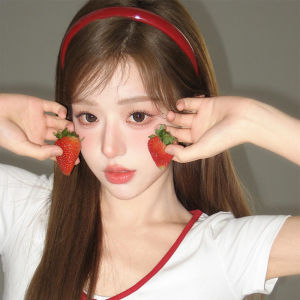 Red PU Leather Hairband Womens Style Face Wash Headband White Enhancing French Design Hair Clip Retro Hong Kong Fashion