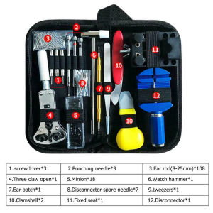 147 Parts Watch Repair Tool Kit for Disassembly Installation Maintenance Adjusting Straps Replacing Batteries