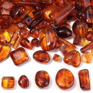 10-100pcs/lot Amber Color Acrylic Beads Oval Heart Pumpkin Shape Loose Spaced Beads For DIY Charms Bracelet Necklace Decoration