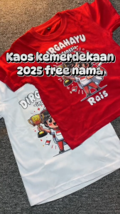 Kaos Agustusan anak gtatis NAMA 2024 Baju Kemerdekaan Bahan katun combed 30s USIA 1-11TH