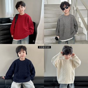 Thickened Knitted Boys Sweater High Collar Autumn Winter New Arrival Red Color Base Layer Shirt Korean Style Soft Acrylic Fabric