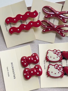 Clip tóc nơ nơ màu đỏ angolan mới mũ trùm đầu không khí clip kt bangs mũ trùm đầu clip