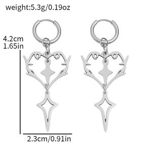 Bandai | Dark Gothic Thorn Heart Star Dangle Hoop Earrings Stainless Steel Punk Y2K Aesthetic Jewelry