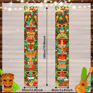 Phông Nền Trang Trí Tiệc Luau Hawaii Biểu Tượng Tiki Biển Hiệu Cửa Bằng Vải Polyester Đồ Trang Trí Sinh Nhật Hawaii Nhiệt Đới Moana