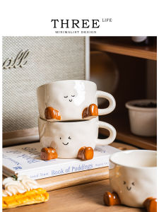 Cute Cartoon Ceramic Milk Cup Tlife Toes Underglaze Color Coffee Mug Single Ear Handle Foot Design Chinese Style Cup