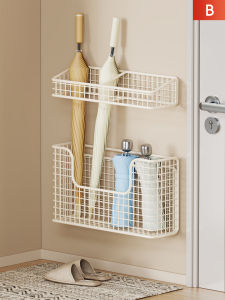 Modern Simplicity Iron Home Umbrella Rack Indoor Entrance Wall Mounted Drainage Storage Holder Door Back Space Saver