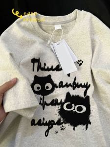 เสื้อทีเชิ้ตแขนสั้นผ้าฝ้ายแท้สาวแซ่บสุดเท่แนวเกาหลีแบบใหม่เสื้อคู่รักทรงหลวมลำลองแมตช์ชุดง่ายฤดูร้อนสำหรับผู้หญิง