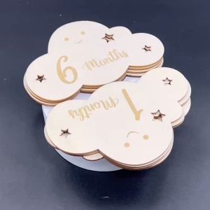 8Pcs/set Two-sided Wooden Baby Growth Milestone Commemorate Card Home Toddler Photography Prop