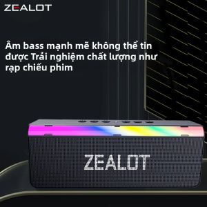 Loa Không Dây ZEALOT-S72 20W Ghép Nối Kép Đèn RGB Pin 3000mAh Chống Nước Loa Di Động Với Âm Trầm Mạnh Mẽ Hỗ Trợ USB