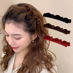 [Gnker] Flocked Bangs Hair Clip Black Headwear Women Cute Barrettes Hairgrip Alice Braided Fashion Hairpins Hair Accessories