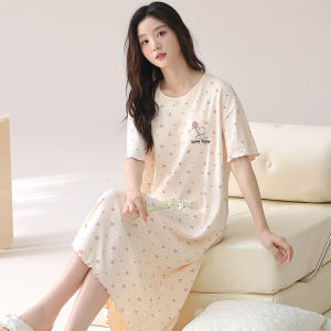 Váy ngủ nữ MiiOW bằng cotton cổ tròn in hoạt hình cỡ lớn có đệm ngực