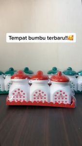 KOTAK BUMBU 3 TOPLES / TEMPAT BUMBU SET 3 IN 1 / TEMPAT BUMBU GARAM DAPUR / RAK BUMBU DAPUR WADAH BUMBU