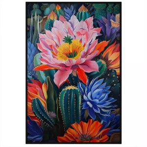 Tranh phong thủy hoa xương rồng tranh treo tường tranh dán tường in canvas. CGI - 516