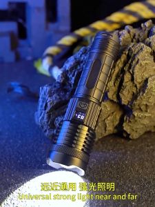 Senter Laser Putih USB Type-C Baterai Isi Ulang & Zoom Telescopic Torch Light Terang