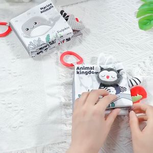[Happy Kids] Newborn 3D Touch Feel Animal Tail High Contrast Baby Cloth Book Sensory Toys 婴儿视觉训练布书 Buku Kain - BT388