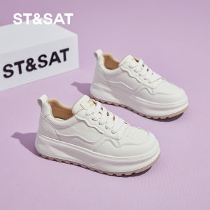 Saturday Womens Sporty Casual Shoes Thick Bottom Heels New 2025 Style Japanese Versatile Footwear Mesh Inner Material PU