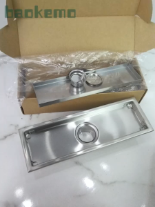 BAOKEMO 304 Stainless Steel Silver 8-24 Inch linear Shower Floor Drain Large Displacement Floor Drain
