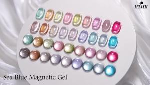 MTSSII | 7pcs Sea Blue Cat Magnetic Gel Nail Polish Set Glass Bead Effect Semi Permanent UV Gel Varnish Soak Off Nail Supplies Manicure