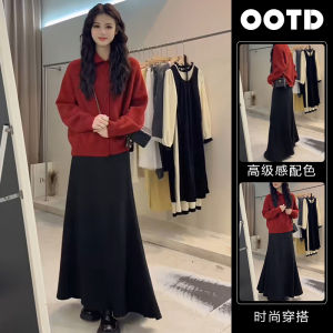 กระโปรงสั้นเอวสูงสไตล์ฝรั่งเศสโรแมนติกแบบไม่สมมาตรสำหรับผู้หญิง ฤดูใบไม้ผลิและฤดูใบไม้ร่วง กระโปรงทรงเอเอวสูง ความยาวปานกลาง