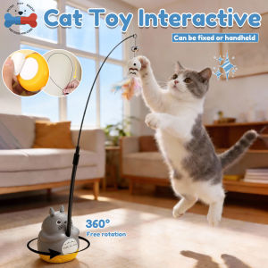 Interactive Cat Teaser Wand Toy with 360° rotation Strong Suction Cup Flexible Wire
