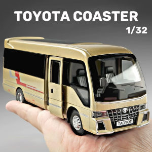 1:32 Scale Toyota Coaster Alloy Car Model Diecast Car Sound Light Car Lovers Collection Kids Birthday Gift Metal Boys Toys