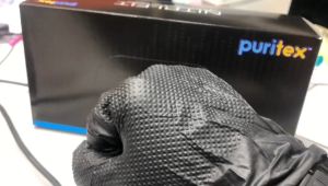 Puritex Powder Free Nitrile Glove with Diamond Grip Disposable Black Green 50 Pcs/box M8.5g Industrial Purpose