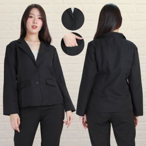 Blazer Hitam Formal Kerja Kantor Wanita/Jas Kantor Wanita/Jas Wanita Jumbo/Blazer Wanita Lengan Panjang/Blazer Wanita Ukuran Standar dan Jumbo/Blazer Blezer Wanita Terbaru/Jas hitam wanita/Blazer Kerja Kantor Wanita