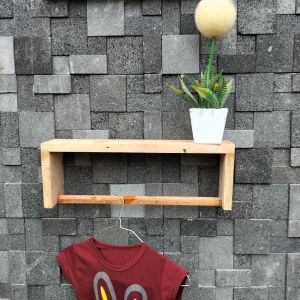 Rak Dinding Tempel Minimalis|Rak Dinding Kayu+Gantungan