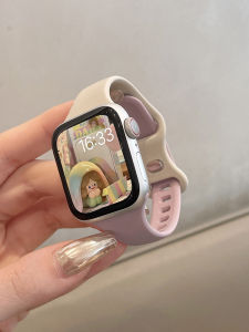 สายรัดนาฬิกา Apple Watch ยางซิลิโคนกีฬาแบบนุ่มสำหรับ Apple Watch Series 1-11 iWatch SE3 สายรัดข้อมือสองสีสำหรับผู้หญิง