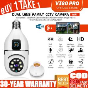 【V380 Pro CCTV Camera】Bulb Dual Lens CCTV Camera 360° 1080p Smart Security Outdoor cctv Automatic Tracking Two Way Audio Night Vision Camera