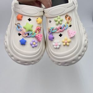 Multicolor Shiny Shoes Chain Shoes Charms Star Flower Shoe Accessories Creative Cheese Shoe Buckle for Hole Rubber Clogs