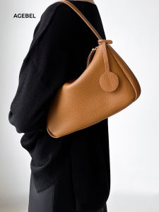 Top Layer Cowhide Leather French Style Single Shoulder Bag Womens 2025 New Commuter Bag Soft Handle Casual Leisure Zipper Closure