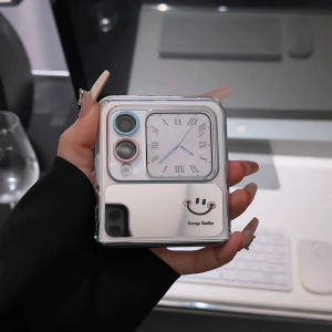 Fresh Smile Huawei Novaflip Phone Case Silicone Foldable Screen Protection Anti-Fall Creative Fashion Artistic Design for Women