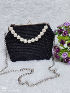 Tas Rajut Zetta black l slingbag l Tas cewek