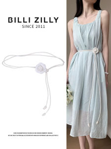 BILLI ZILLY | Cherry Blossom Fragrance Style Womens Waist Chain Floral Decorated Belt For Dresses Versatile Knotting Slim Waist Rope