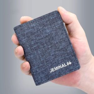 Canvas Ultra-Thin Mini Short Small Wallet Female Male Driving License Card Holder One Men Thin Student Small Wallet