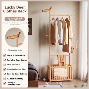 DONGMU | Wooden Clothes Rack and Dirty Laundry Basket for Children