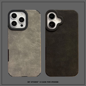 Magnetic Absorption Silicone Phone Case for Apple 16ProMax Simple High-End Flannel Texture Full Cover Anti-Fall Protection Couple Style