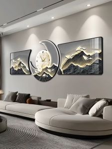 Aesthetic Modern Clock Wall Décor Home Decoration Painting Display 3 Pcs Set Mural Big Wall Clock for Living Room Frame