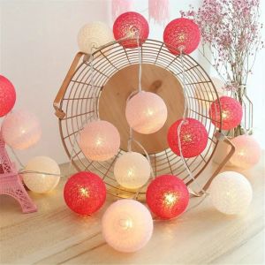 1.5/3M Cotton Garland Balls Lights String Christmas Outdoor Hanging Party Baby Kids Room Bed Fairy Lights Wedding Decorations