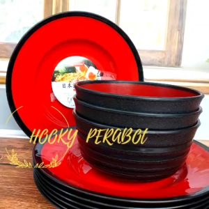 SET RAMEN ISI 12 PCS 6  PIRING RAMEN 6 MANGKUK RAMEN ULIR TEBAL TERLARIS