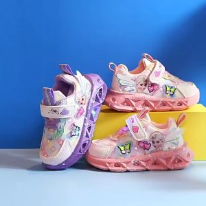 E09 21-30 Baby & Kids LED Frozen Sport Shoes | Trendy Princess Casual Twins Sneakers Light Girls | Kasut Lampu Budak